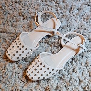 Elegant White Studded Women's Sandals